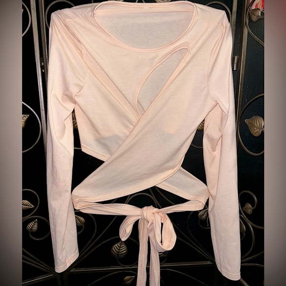 Sexy Cut Out Self Tie Bandage Wrap Long Sleeve Crop Top - Picture 1 of 2